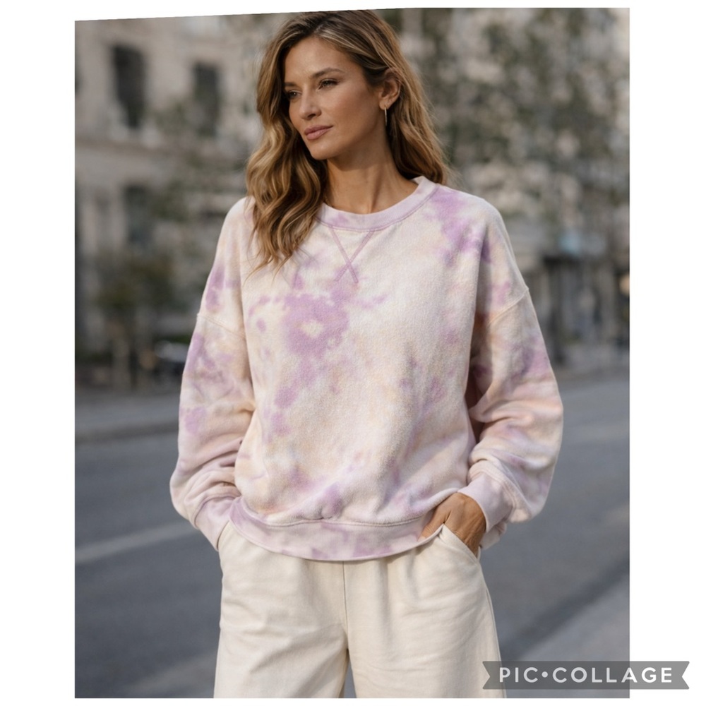 NWT Kirious Los Angeles Tie Dye Sweatshirt Women’s Medium Pink Cream Pullover